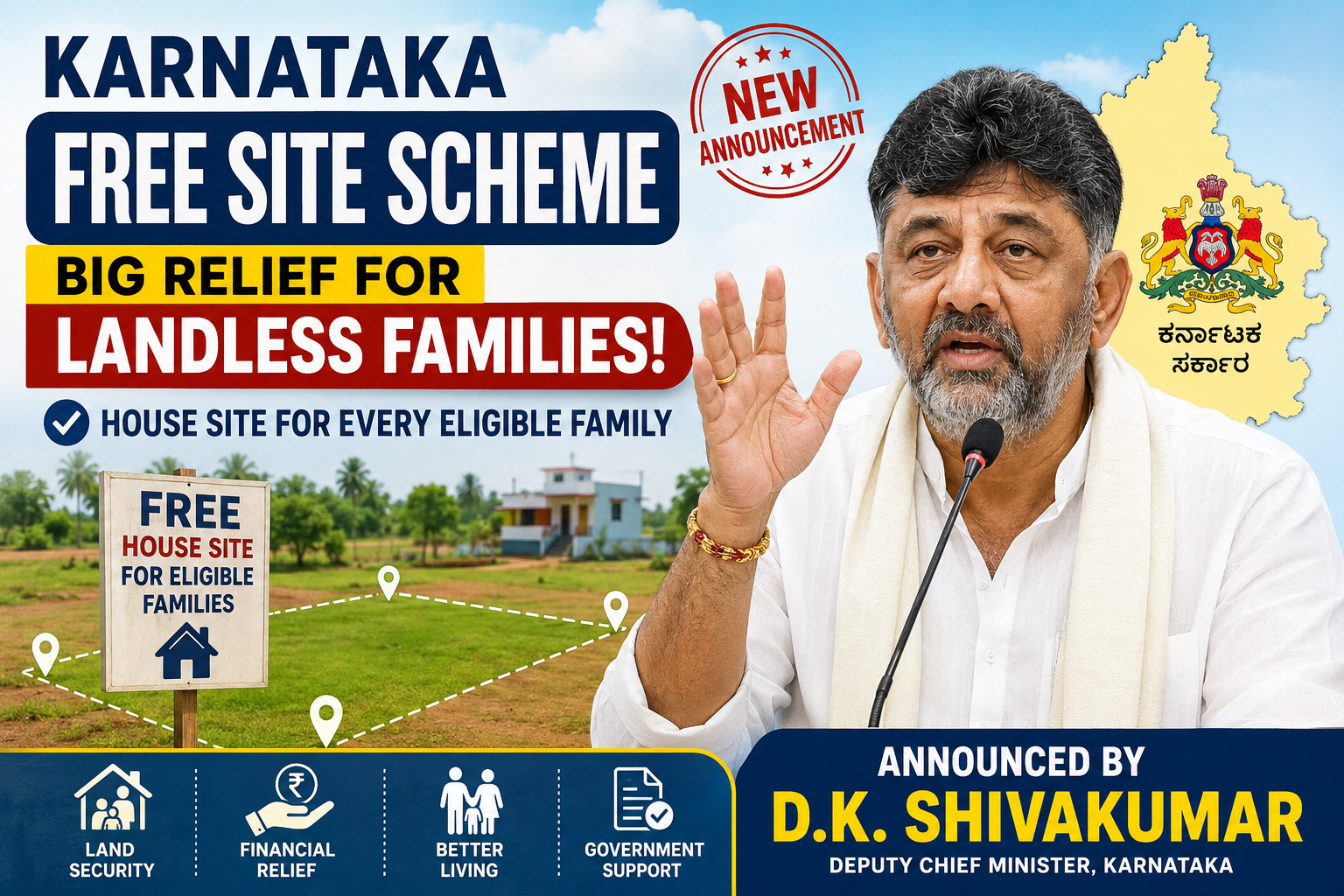 Karnataka Free Site Scheme 2026 for Landless Families in Karnataka