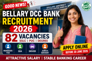 Bellary DCC Bank Recruitment 2026 notification for 82 vacancies in Karnataka cooperative banking sector