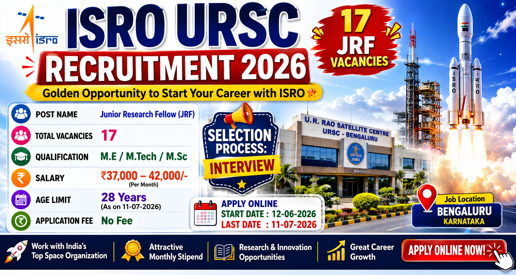 ISRO URSC Recruitment 2026 JRF Vacancy