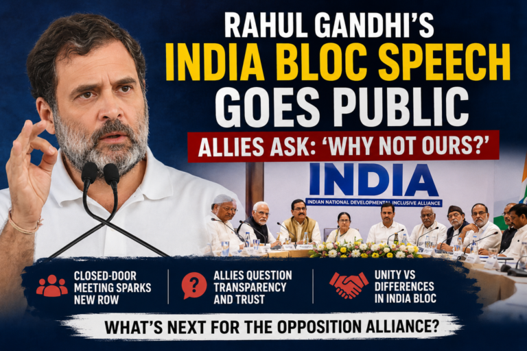 Rahul Gandhi INDIA Bloc Speech sparks controversy as allies seek greater transparency within opposition alliance