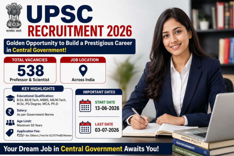 UPSC Recruitment 2026 Professor and Scientist Vacancy