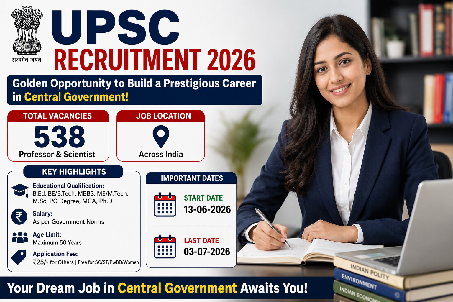 UPSC Recruitment 2026 Professor and Scientist Vacancy